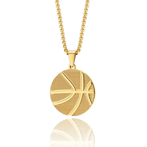 Best necklaces and pendants with matching rings for a coordinated jewelry set-Silver lockets for sentimental gifts -Classy Men Gold Basketball Pendant Necklace