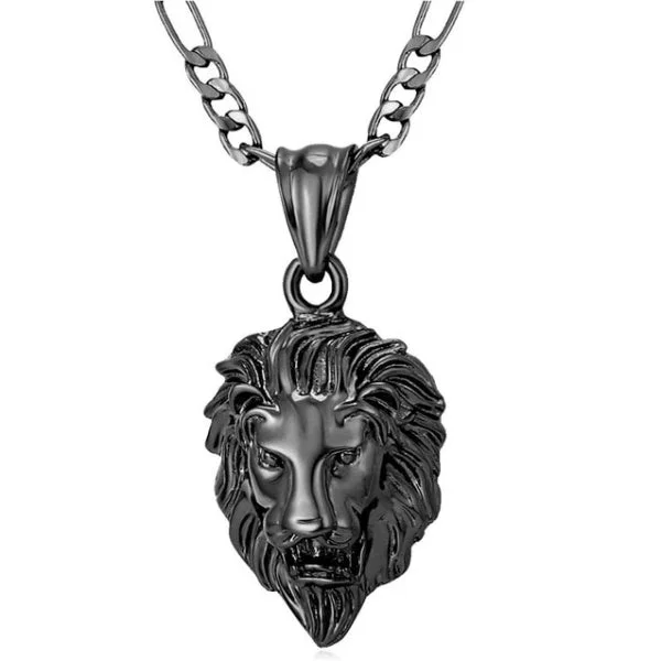 Best necklaces and pendants with cubic zirconia for a budget-friendly dazzling effect-Adjustable necklaces for comfort -Classy Men Black King Lion Pendant Necklace