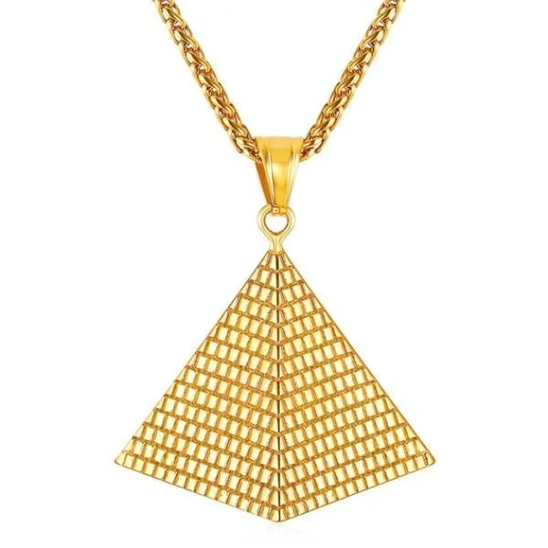 Necklaces and pendants with angel wing motifs for a spiritual, meaningful design-Floral design necklaces for spring -Classy Men Gold Pyramid Pendant Necklace