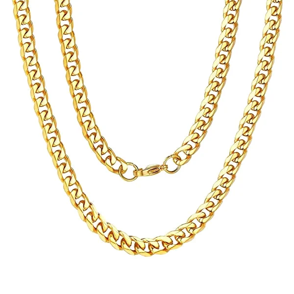 Best necklaces and pendants with infinity hearts for a romantic, eternal symbol-Long beaded necklaces for boho chic outfits -Classy Men 6.4mm Gold Curb Chain Necklace