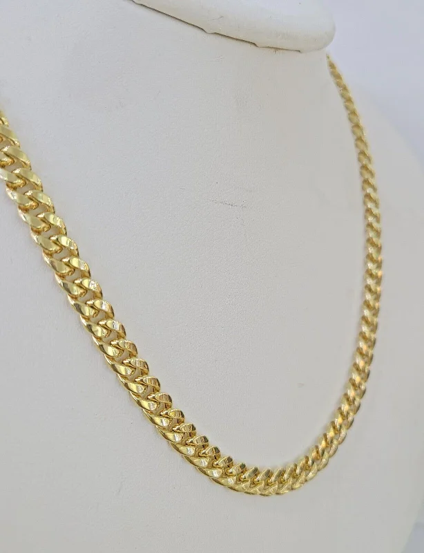 Layered necklaces and pendants for a trendy and fashionable stacked look-Layered necklaces for boho style -14k 6mm Miami Cuban Link Chain Yellow Gold Necklace 18"-26" Inches Real