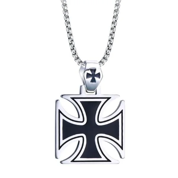 Beautiful necklaces and pendants with diamond-encrusted designs for maximum sparkle-Vintage cameo necklaces for a classic touch -Classy Men Iron Cross Pendant Necklace