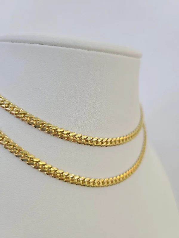 Necklaces and pendants with clear quartz for a pure and radiant look-Choker necklaces with crystals -18k Solid Miami Cuban Necklace Chain Yellow Gold 4mm 20" Inch Genuine Real