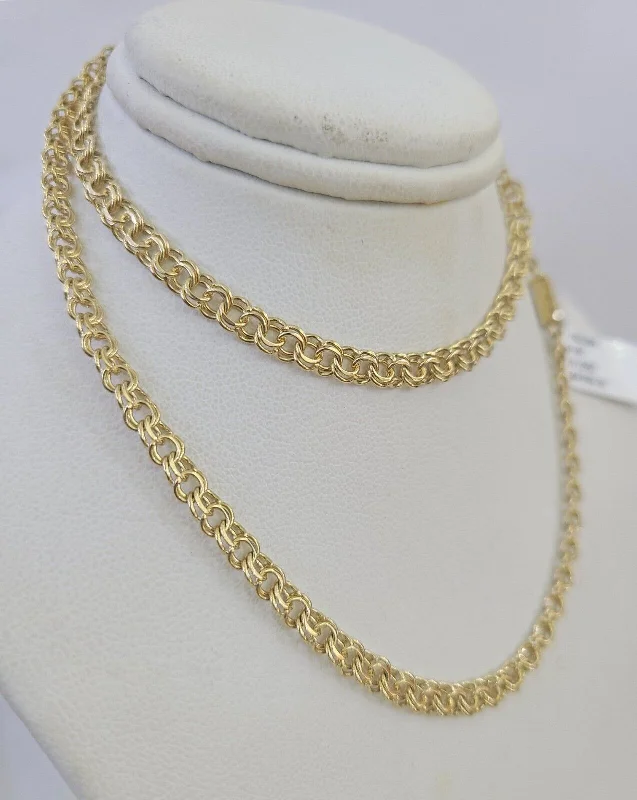 Beautiful necklaces and pendants with layered chains for a fashionable, chic look-Nature-inspired necklaces for outdoor lovers -Real 10k Gold Chino ID Chain 4mm 20Inch Yellow Necklace Real Gold