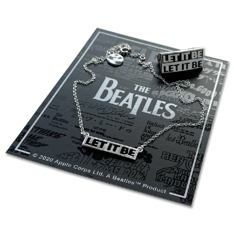 Necklaces and pendants with personalized charms for a custom piece of jewelry-Leather cord necklaces for men -The Beatles- Let It Be- Women's Bar Necklace & Pin Set