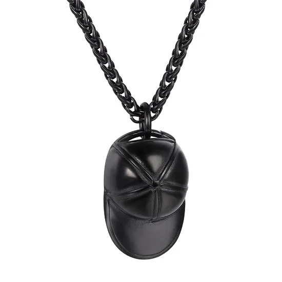 Best necklaces and pendants with seashell designs for a tropical, beachy vibe-Personalized zodiac sign necklaces for gifts -Classy Men Black Baseball Cap Pendant Necklace