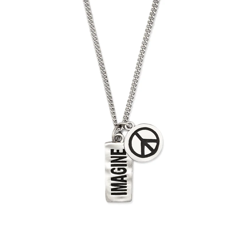 Stunning necklaces and pendants with ruby gemstones for a luxurious red hue-Chunky statement necklaces for bold fashion -John Lennon- Imagine Peace- Unisex Necklace