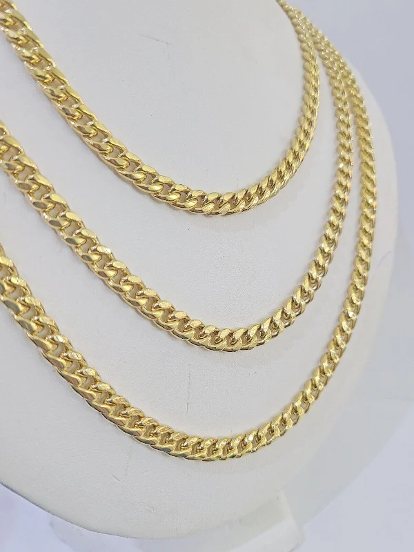 Stunning necklaces and pendants with amethyst gemstones for a calming effect-Swarovski crystal necklaces for special occasions -14k 6mm Miami Cuban Link Chain Yellow Gold Necklace 18"-26" Inches Real