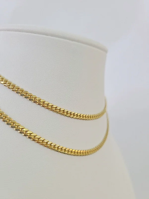 Unique necklaces and pendants with tree of life motifs for nature-inspired elegance-Unique statement necklaces for bold looks -18k Solid Miami Cuban Chain Yellow Gold 3mm 24" Inch Genuine Necklace Real