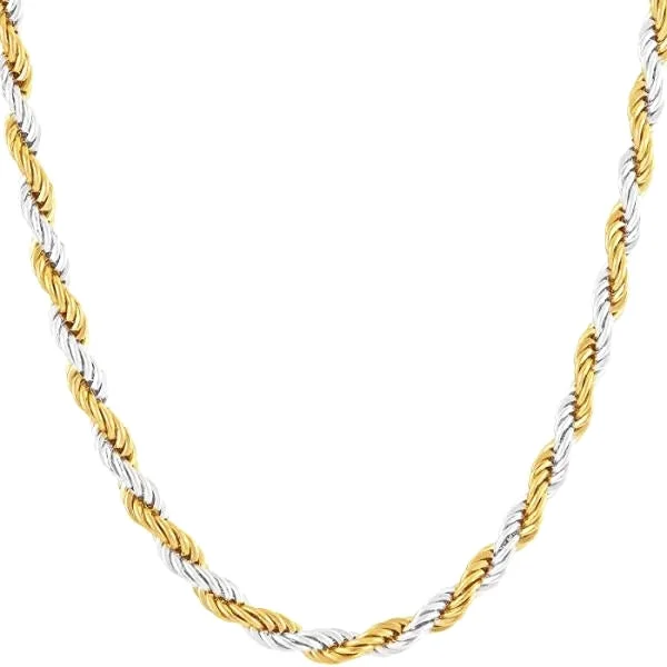 Necklaces and pendants with pearls for a classic and sophisticated touch-Luxury necklaces for evening wear -Classy Men 2mm Silver Gold Twist Rope Chain Necklace