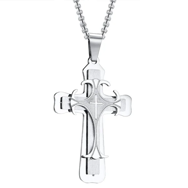 Necklaces and pendants with abstract shapes for a modern, creative appearance-Custom family necklaces for meaningful gifts -Classy Men Silver Designer Syriac Cross Pendant Necklace