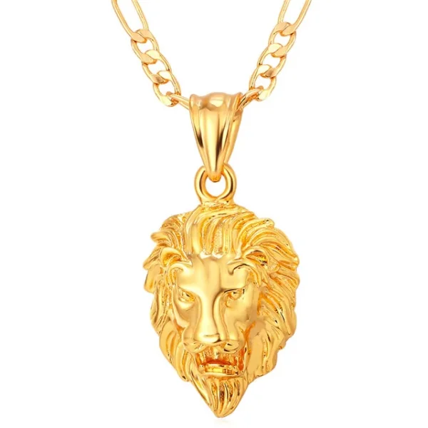 Elegant necklaces and pendants with infinity symbols for timeless designs-Vintage gold necklaces for collectors -Classy Men Gold King Lion Pendant Necklace