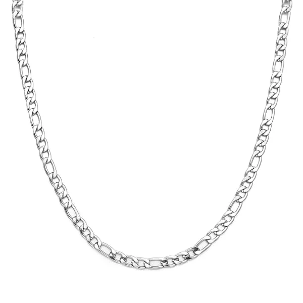 Best necklaces and pendants with sterling silver for an affordable yet stylish choice-Custom engraved necklaces for men -Classy Men 3mm Silver Figaro Chain Necklace