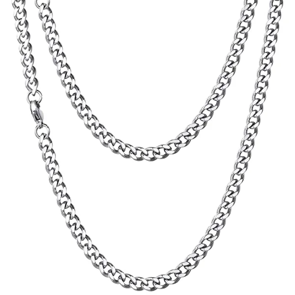 Necklaces and pendants with custom designs for a completely unique jewelry piece-Crystal drop necklaces for special occasions -Classy Men 5mm Silver Curb Chain Necklace