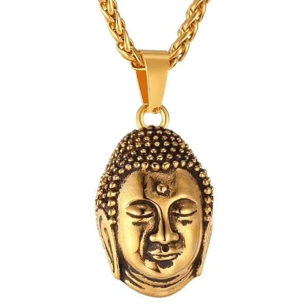 Stunning necklaces and pendants with ruby gemstones for a luxurious red hue-Chunky statement necklaces for bold fashion -Classy Men Gold Buddha Pendant Necklace