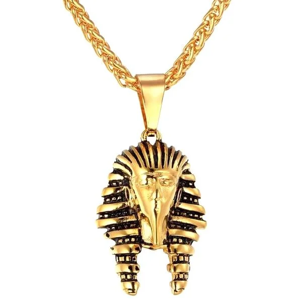 Beautiful necklaces and pendants with layered chains for a fashionable, chic look-Nature-inspired necklaces for outdoor lovers -Classy Men Gold Egyptian Pharaoh Pendant Necklace