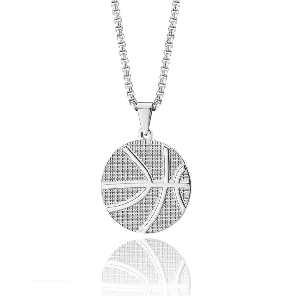 Necklaces and pendants with love knot designs for a romantic, meaningful symbol-Ethnic-style necklaces for unique looks -Classy Men Silver Basketball Pendant Necklace