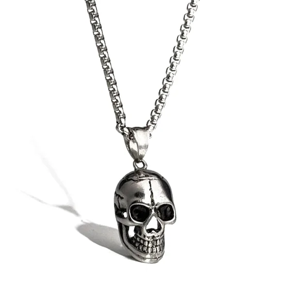 Necklaces and pendants with lock and key designs for a symbolic gesture-Multi-colored gemstone necklaces for casual wear -Classy Men Stainless Steel Skull Pendant Necklace