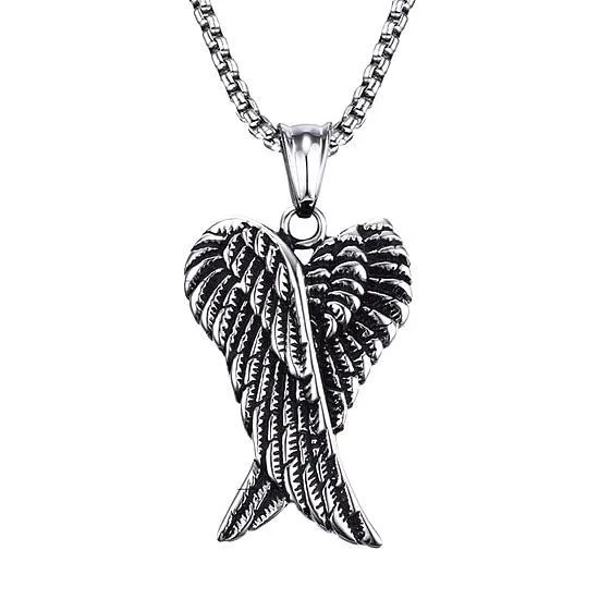 Unique necklaces and pendants with custom birthstone arrangements for personalization-Necklaces for bridesmaid gifts -Classy Men Angel Wings Pendant Necklace