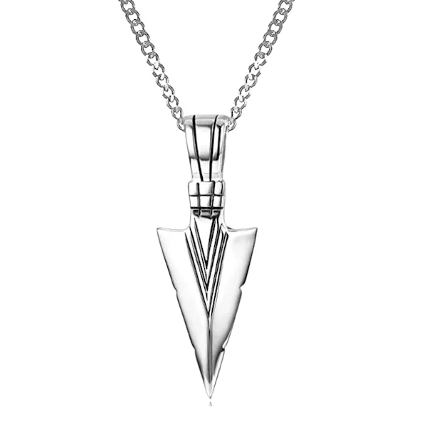 Best necklaces and pendants with cross pendants for a spiritual, meaningful symbol-Heart-shaped lockets for sentimental keepsakes -Classy Men Silver Arrowhead Pendant Necklace