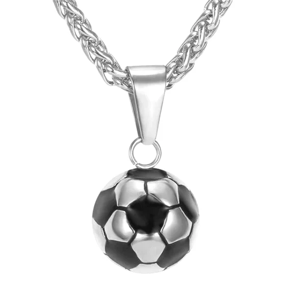 Beautiful necklaces and pendants with tree branch motifs for a nature-inspired design-Long chain necklaces for layering styles -Classy Men Silver Soccer Ball Pendant Necklace