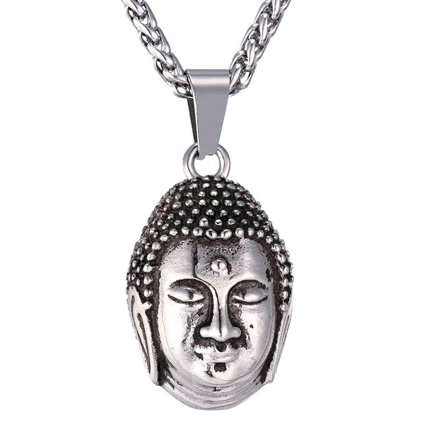 Best necklaces and pendants with butterfly pendants for a delicate, light style-Silver chain necklaces for men -Classy Men Silver Buddha Pendant Necklace