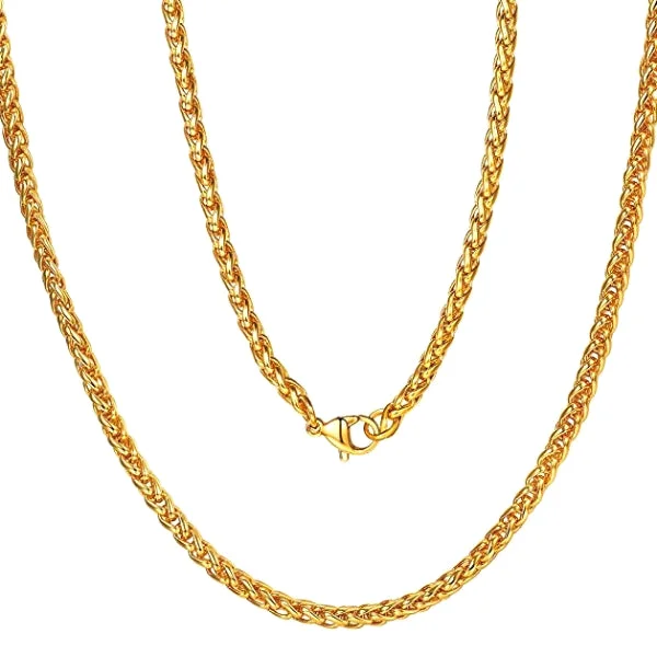 Stunning necklaces and pendants with ruby and diamond combinations for a luxurious effect-Artistic necklaces for fashion-forward outfits -Classy Men 10mm Gold Braided Wheat Chain Necklace