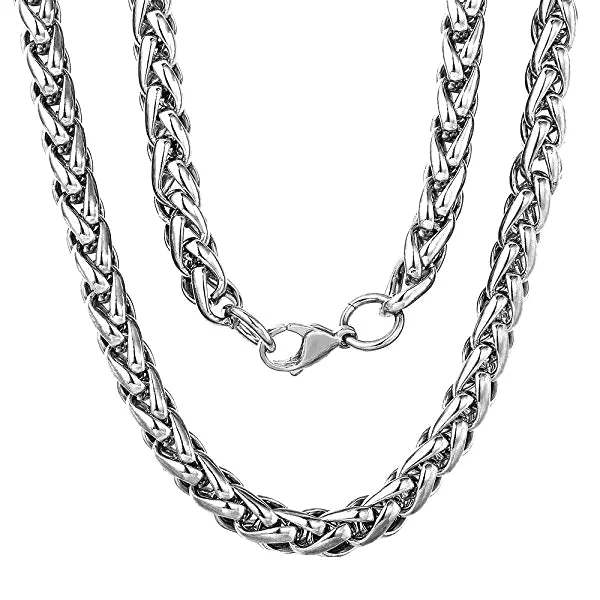 Necklaces and pendants with infinity love symbols for an eternal, romantic gesture-Elegant chain necklaces for formal occasions -Classy Men 7.5mm Stainless Steel Wheat Chain Necklace