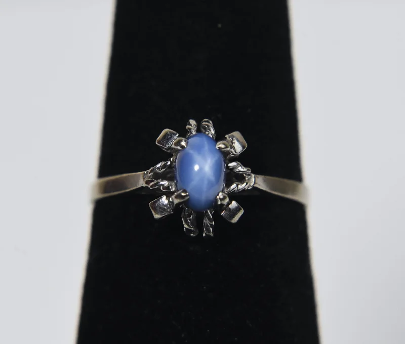 Rings with tourmaline gems for bold hues -10k White Gold Star Sapphire Ring - Size 5.75