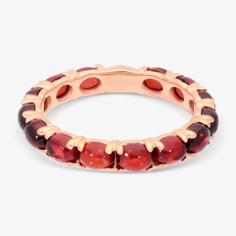 Rings with spiral ruby for bold twist -SuperOro Capri 18K Rose Gold Red Rhodolite Garnet Band Ring CAPRI/A011