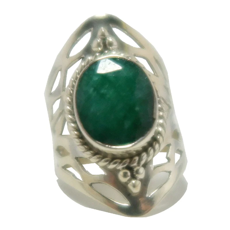 Rings with claw-set amethyst for security -Emerald Ring Rich Green Ruler Sterling Silver Size 5.75