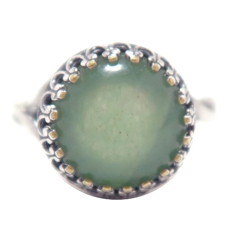 Rings with peridot gems for fresh green -Green Aventurine Ring Money Sterling Silver Adjustable