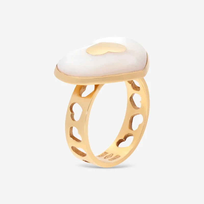 Rings with spiral designs for eye-catching twist -Nanis 18K Yellow Gold Mother of Pearl Statement Ring Sz. 6.75 AH2-524