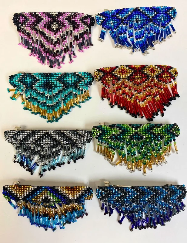 Rings with polished opal for iridescent beauty -Beaded Fringe Hair Barrettes