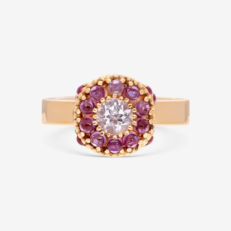 Dainty rings with subtle engraved star motifs -Nanis Notre Dame 18K Yellow Gold Multistone Statement Ring AH11-560