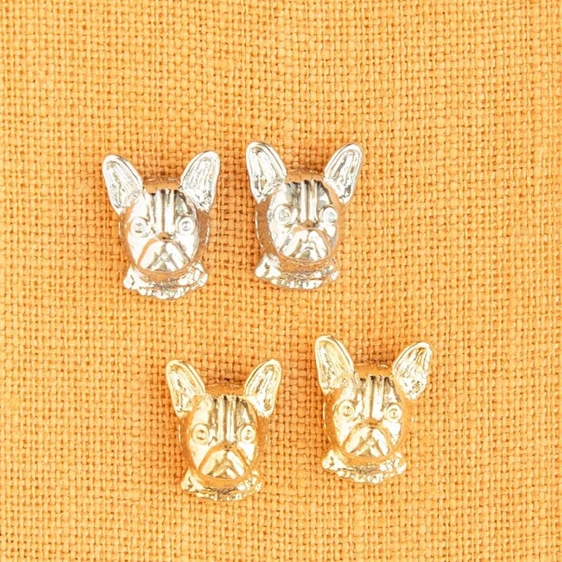 Rings with claw-set moonstone for mystique -French Bulldog Post Stud Earring