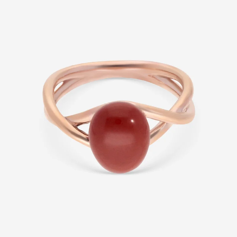 Rings with aventurine gems for green luck -SuperOro Meteo 18K Rose Gold Red Jasper Statement Ring METEO/A768