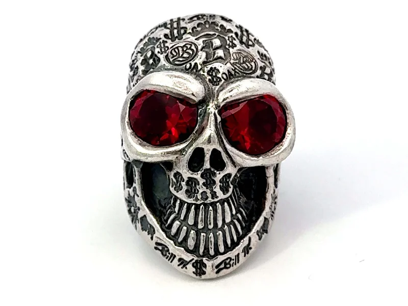 Rings with infinity loops for timeless love -BWL Bill Wall Graffiti Master Skull Red Eyes Sterling Silver Ring