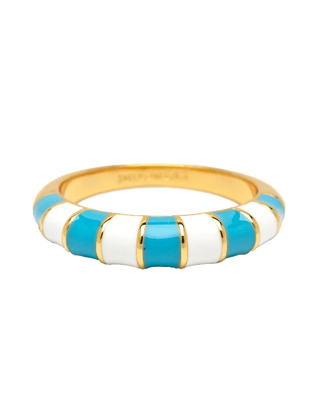 Rings with oxidized silver for antique appeal -Pura Vida Striped Enamel Gold Ring