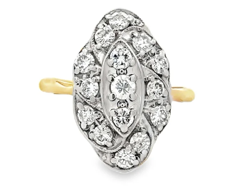 Rings with vintage claw prongs for elegance -Vintage Diamond Ring 14k Yellow and White Gold