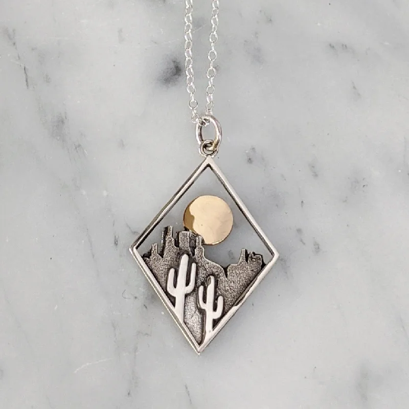 Necklaces and pendants with custom engravings for a personal, meaningful gift-Fashion necklaces for evening parties -Desert View Necklace