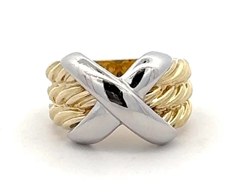 Rings with gothic rose quartz for drama -Vintage David Yurman Cable Classics X Crossover Ring 18K Gold