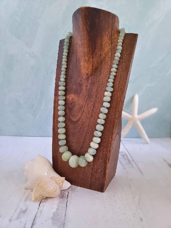 Beautiful necklaces and pendants with natural stones for an earthy, organic vibe-Minimalist gold necklaces for everyday elegance -Aquamarine Necklace - Graduated Rondelles