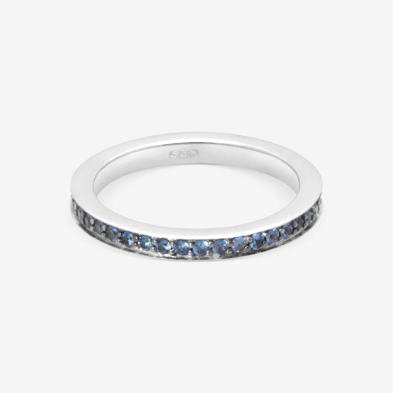 Titanium rings with rugged brushed metal look -Nanis 18K White Gold Blue Sapphire Ring Sz. 6.75 AS6-507