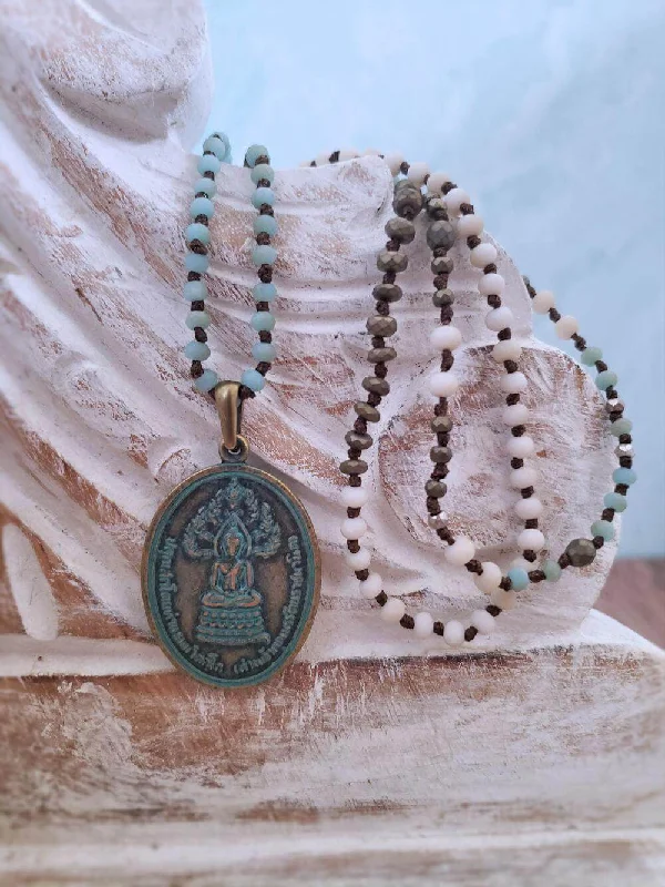 Beautiful necklaces and pendants with gemstone teardrops for an elegant effect-Bohemian-style necklaces for festival fashion -Antiqued Metal Buddha Pendant Necklace