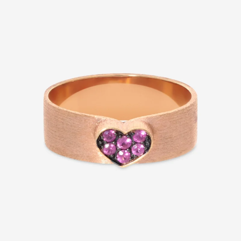 Rings with pave-set gemstones for brilliance -Nanis 18K Rose  Gold Pink Sapphire Band Ring Sz. 7.25 AS11-506