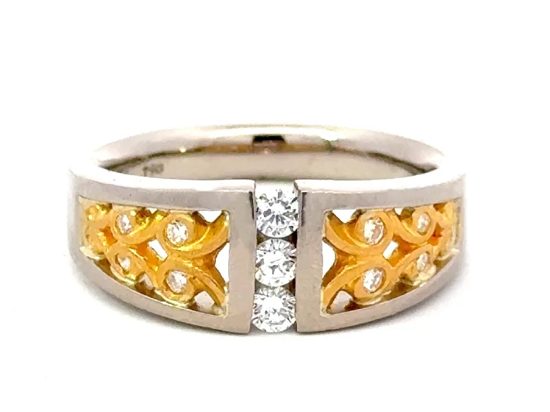 Rings with smoky quartz for muted elegance -Brilliant Cut Vertical Diamond Row Ring 18K and 24K Yellow and White Gold