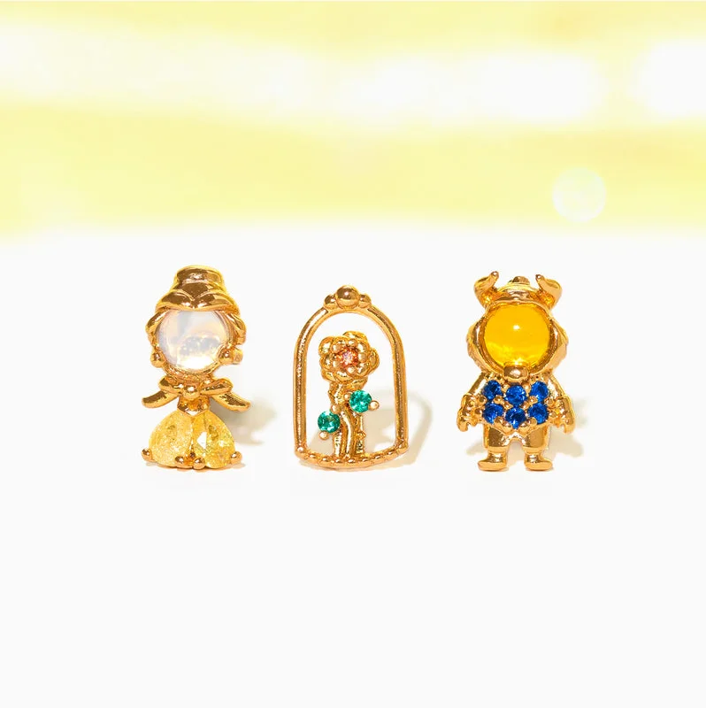 Rings with sunburst citrine for radiant appeal -Disney Princess Beauty and the Beast Earring Set - Gold