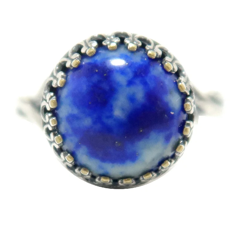 Statement rings with large geometric opal gems -Lapis Ring Divinity Denim Sterling Silver Adjustable