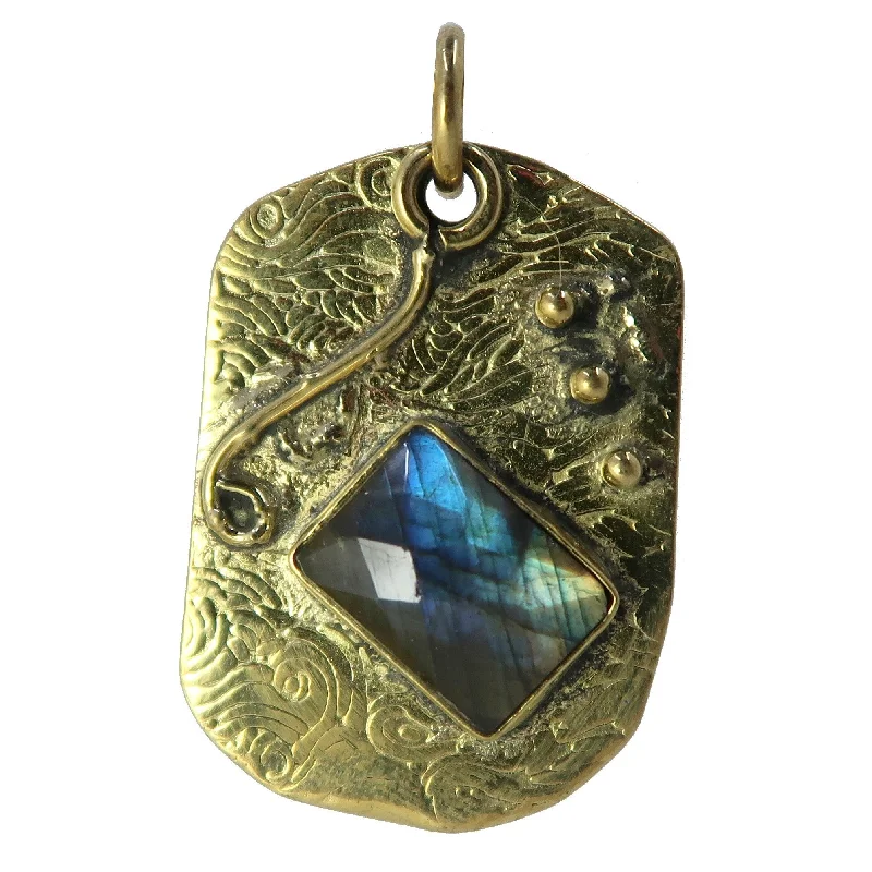 Handcrafted rings with raw emerald rough stones -Labradorite Pendant Shimmering Jewel of Tibet Gold